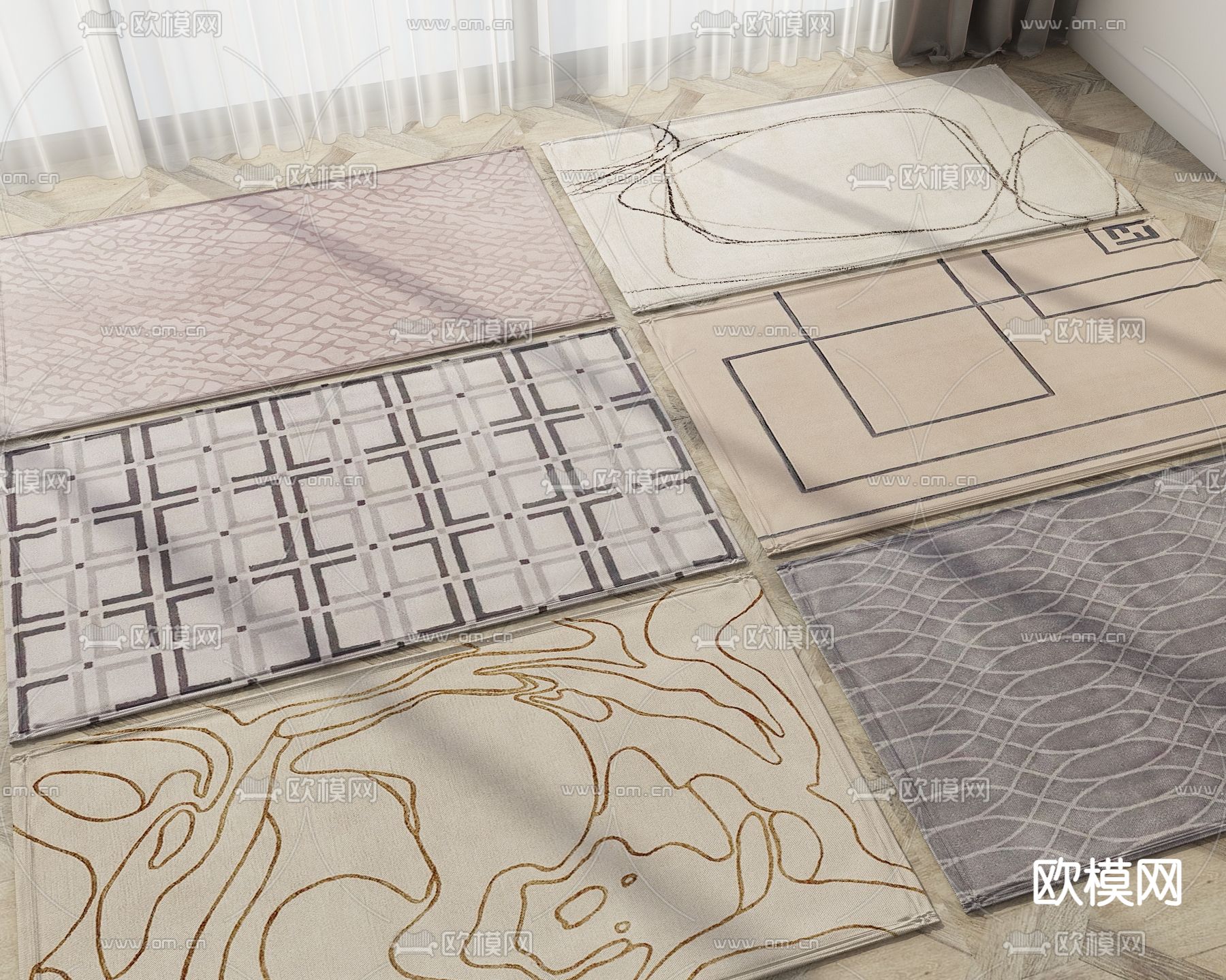 抽象地毯 方毯3d模型下载