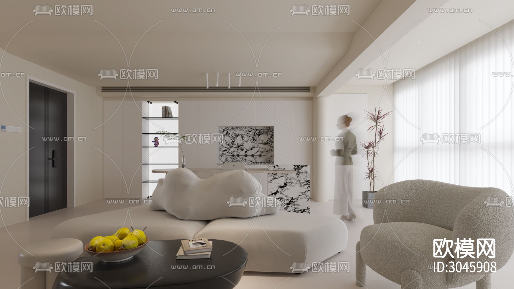 侘寂大平层效果图下载（渲染图8）