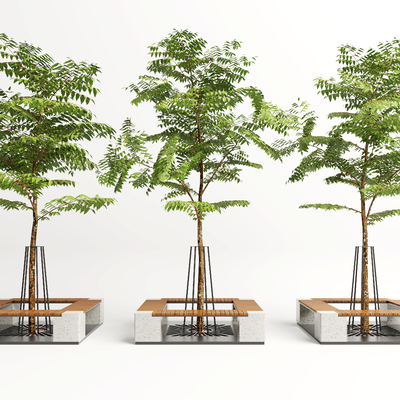  现代景观树池su模型 