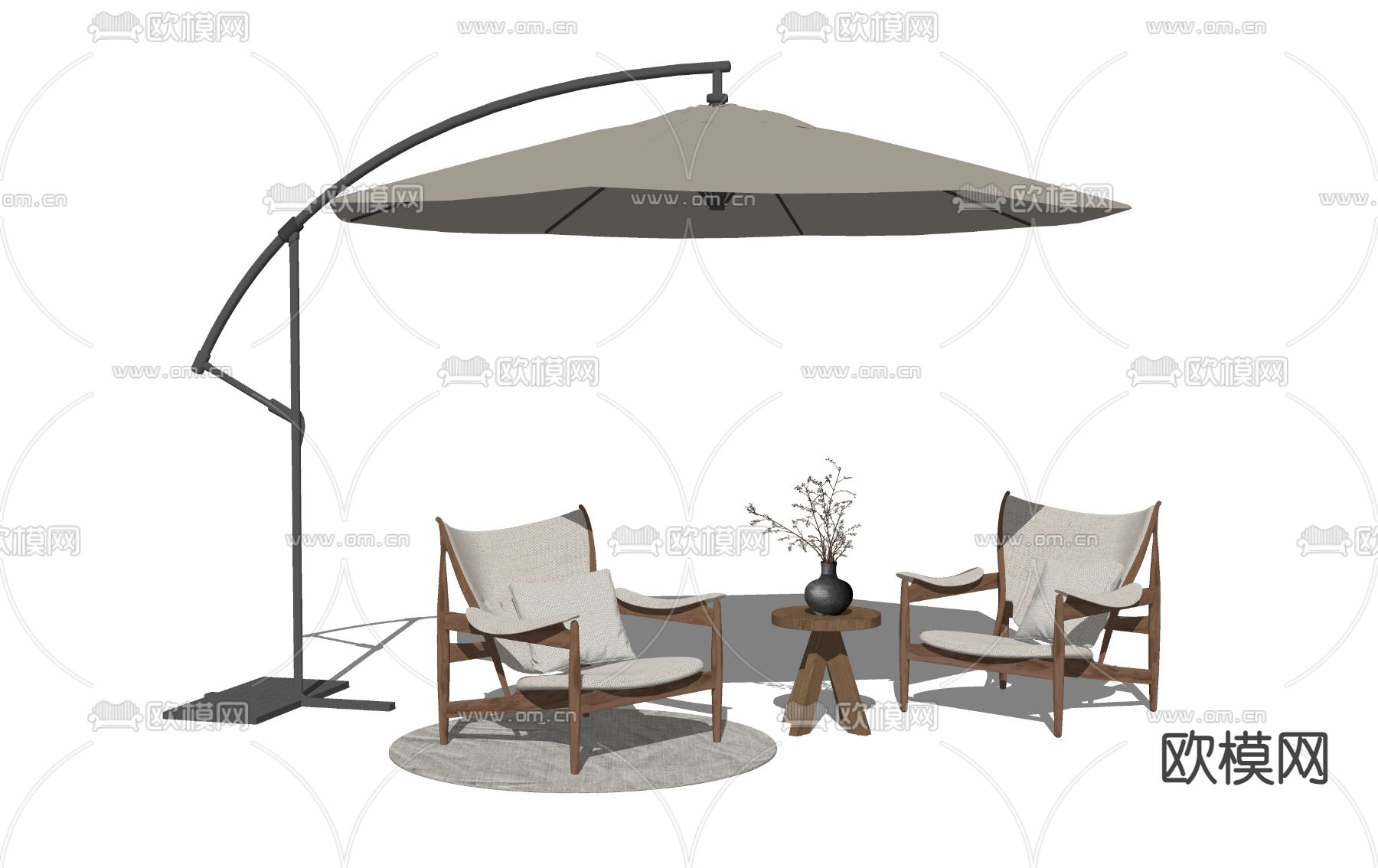 现代户外椅 休闲椅su模型下载（渲染图1）