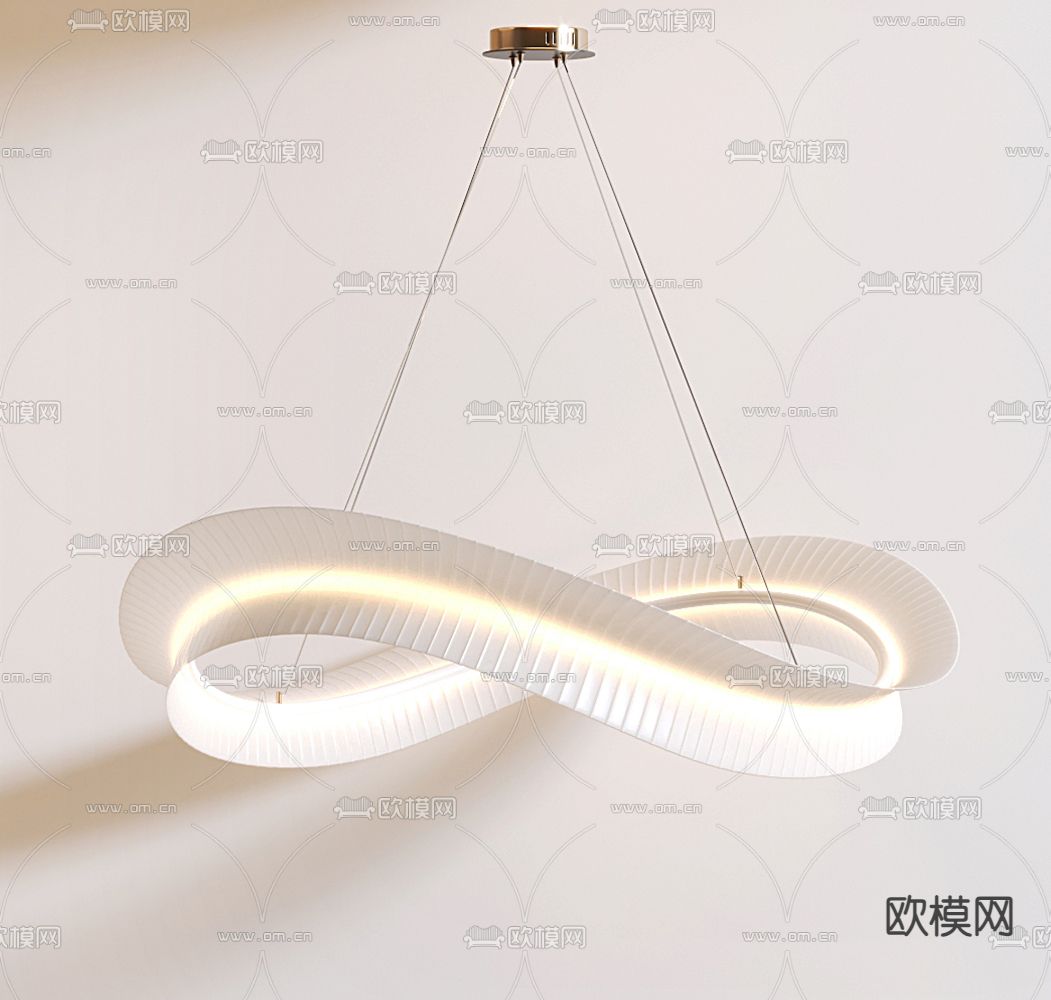 奶油风吊灯 曲线吊灯3d模型下载
