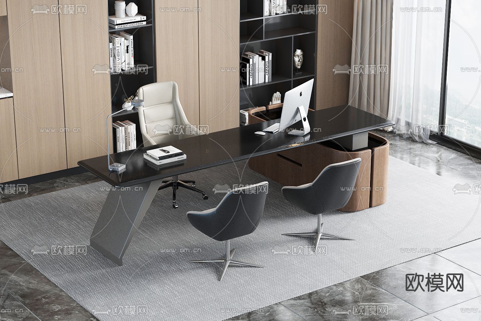 办公桌 班台桌 老板桌3d模型下载