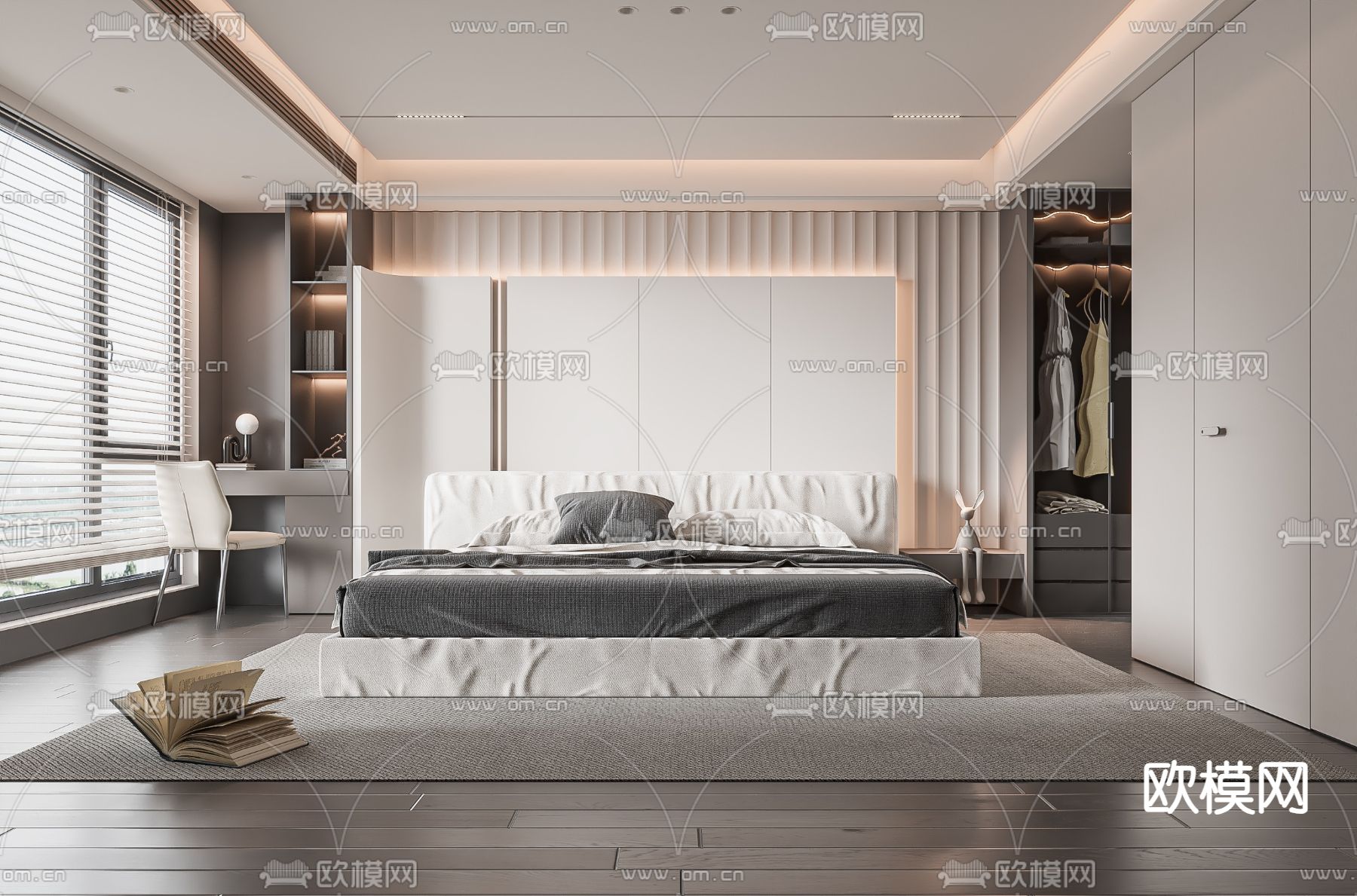 现代卧室 主人房3d模型下载