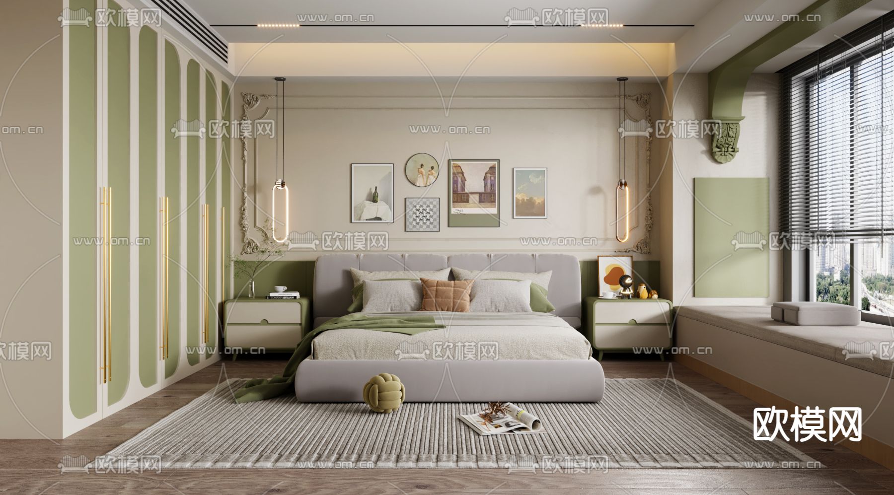 法式卧室 主人房3d模型下载（渲染图3）