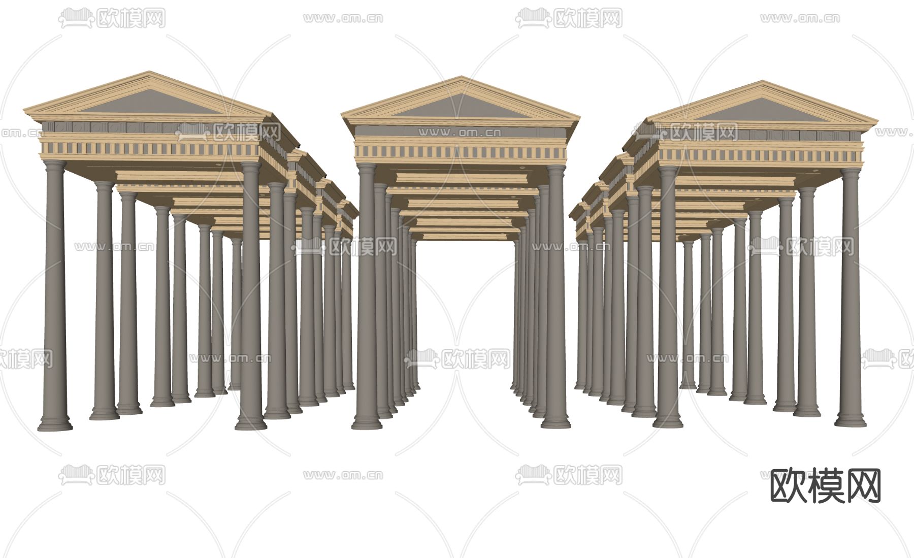 欧式门廊su模型下载（渲染图1）