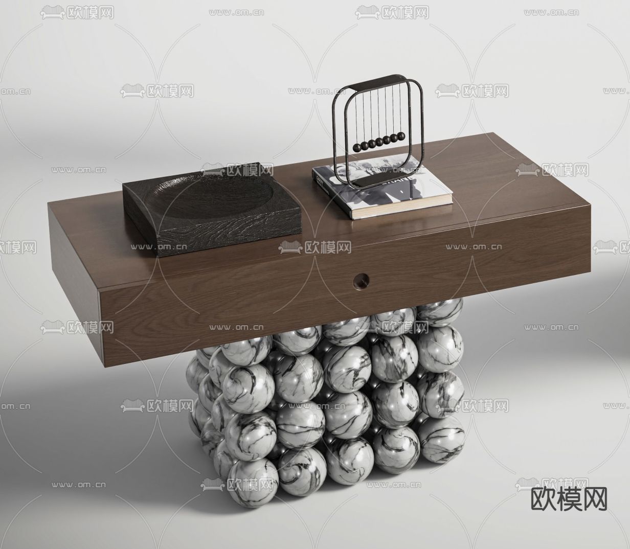 现代床头柜su模型下载（渲染图2）