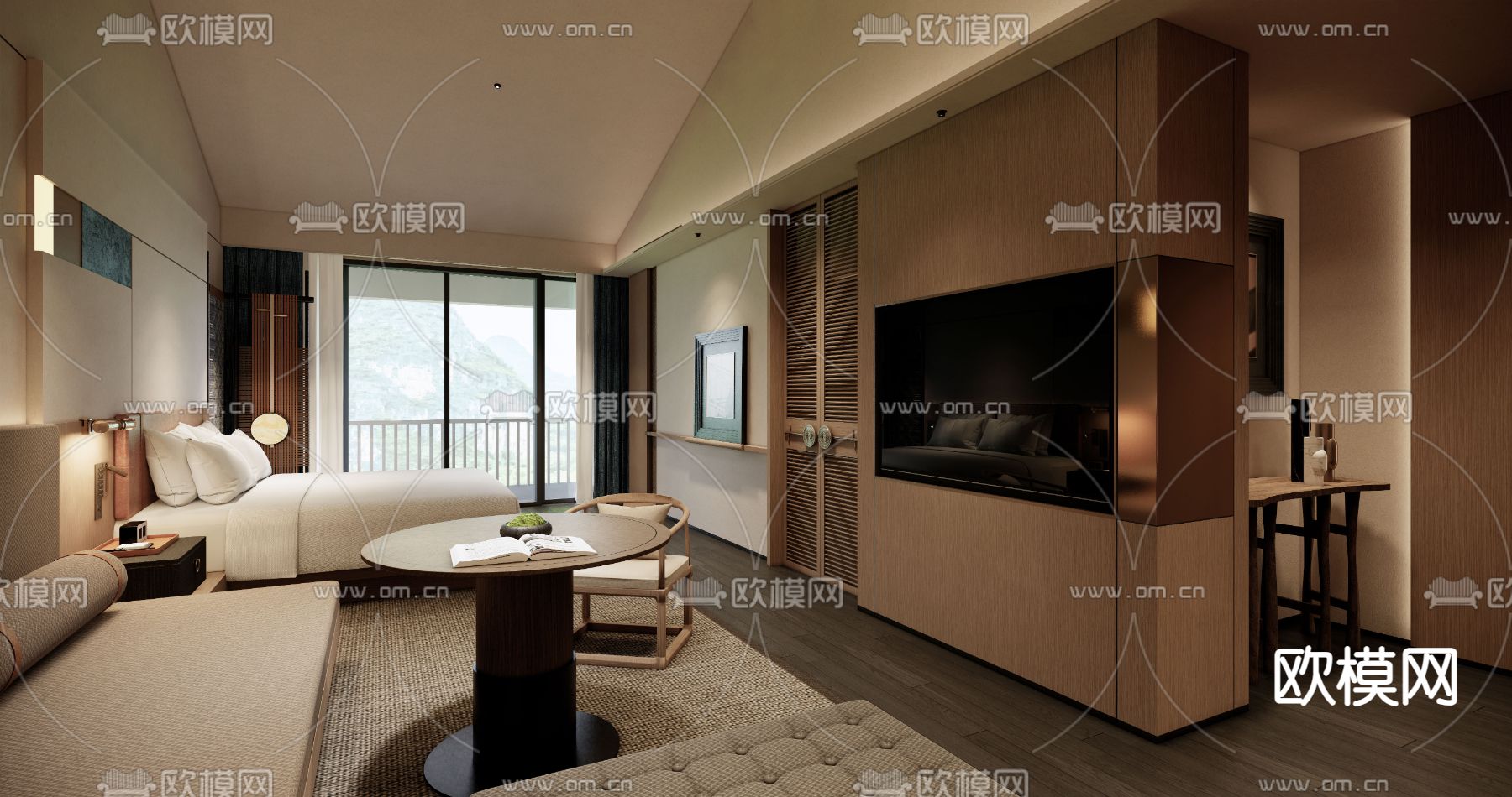 酒店客房su模型下载（渲染图2）