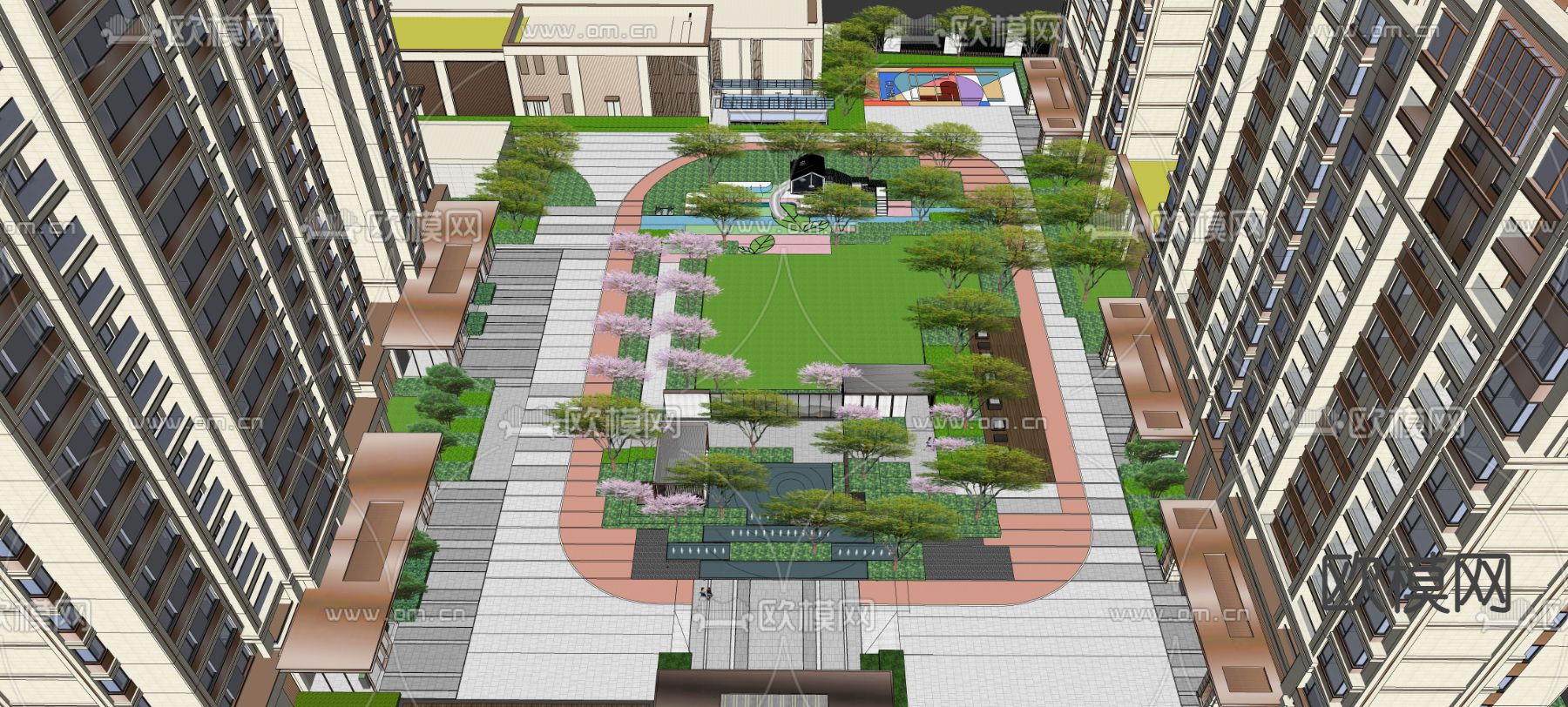 现代小区景观 入口景观su模型下载（渲染图1）