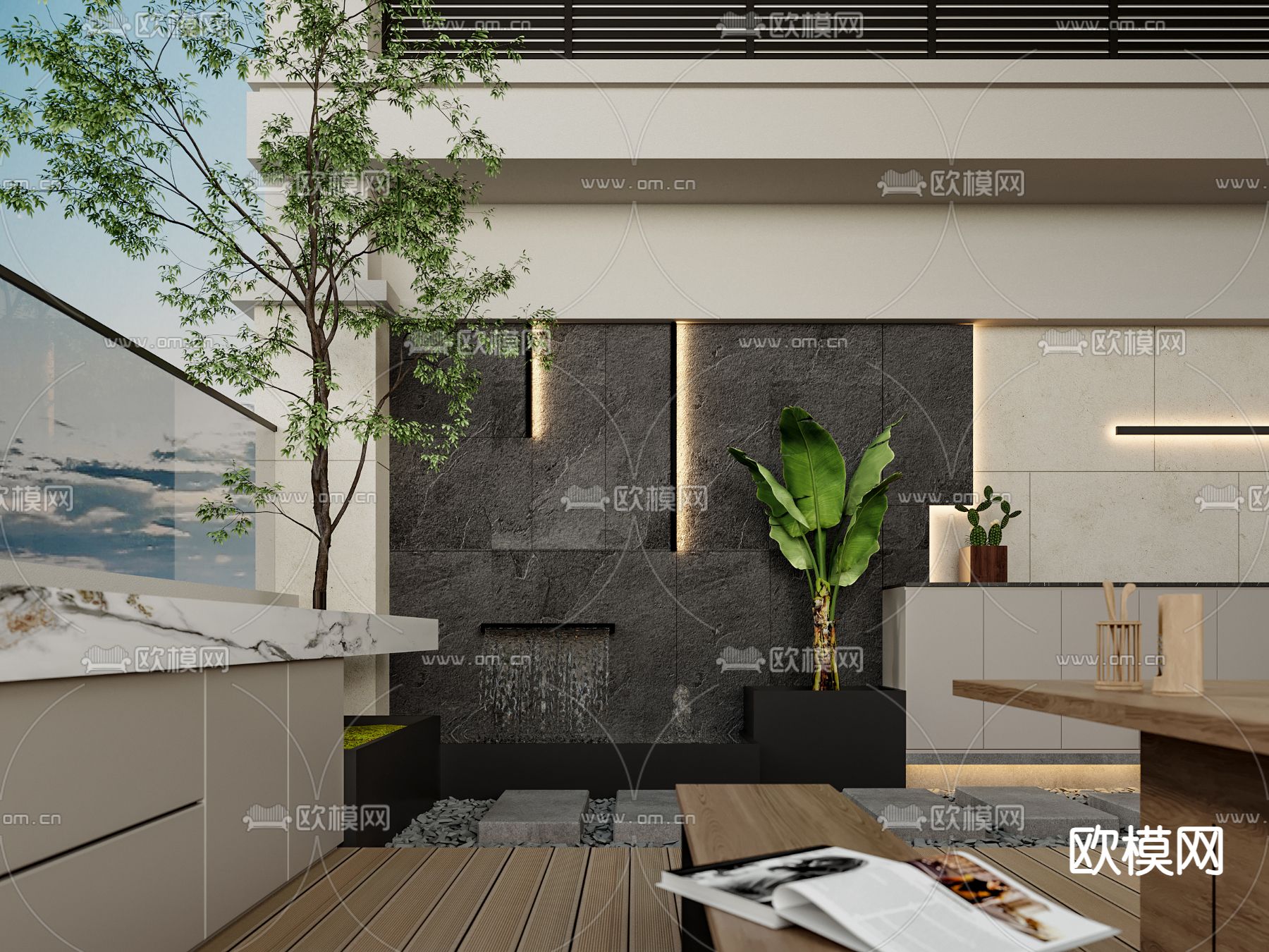 屋顶花园 露台3d模型下载（渲染图5）