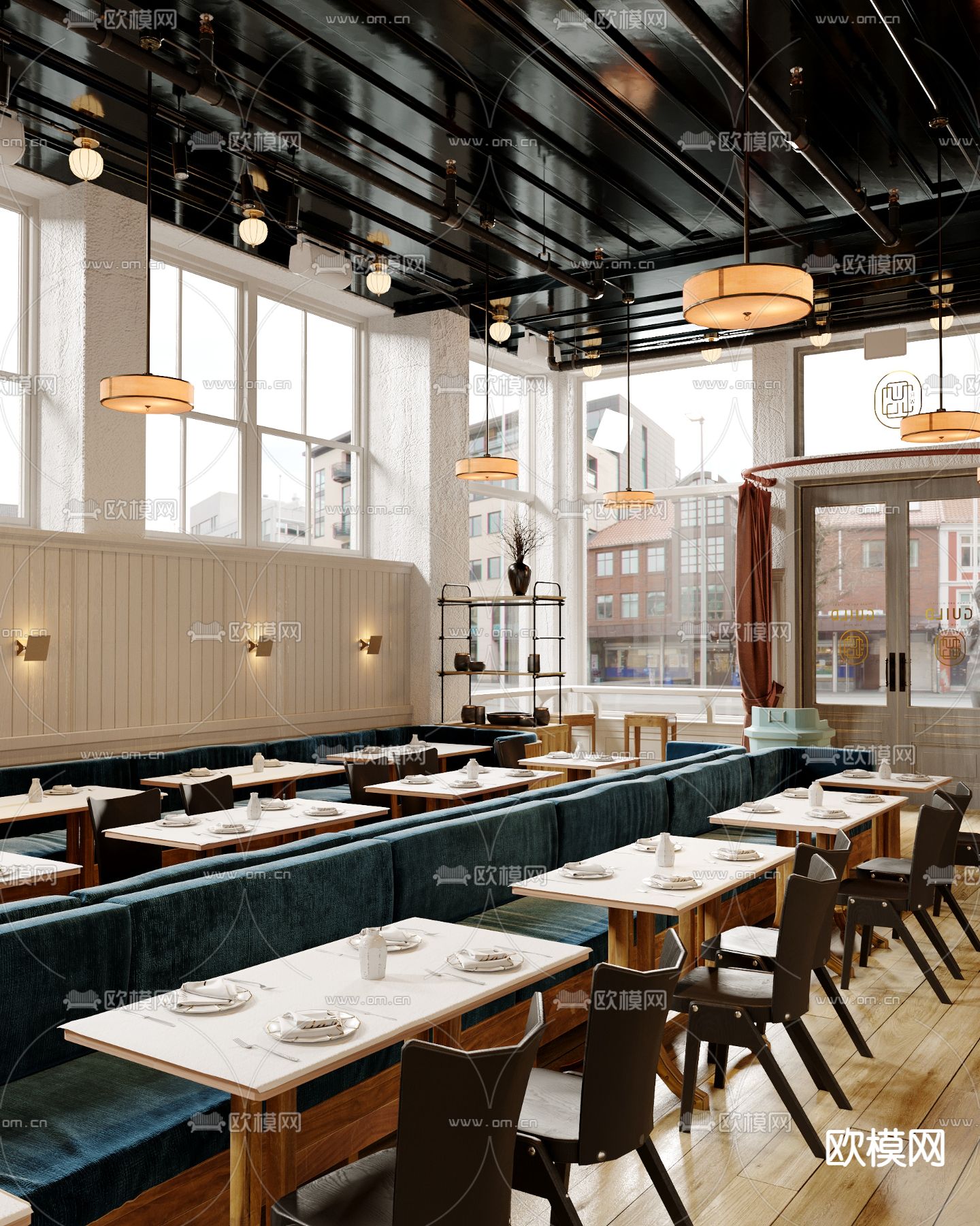 餐厅卡座 西餐厅3d模型下载（渲染图2）