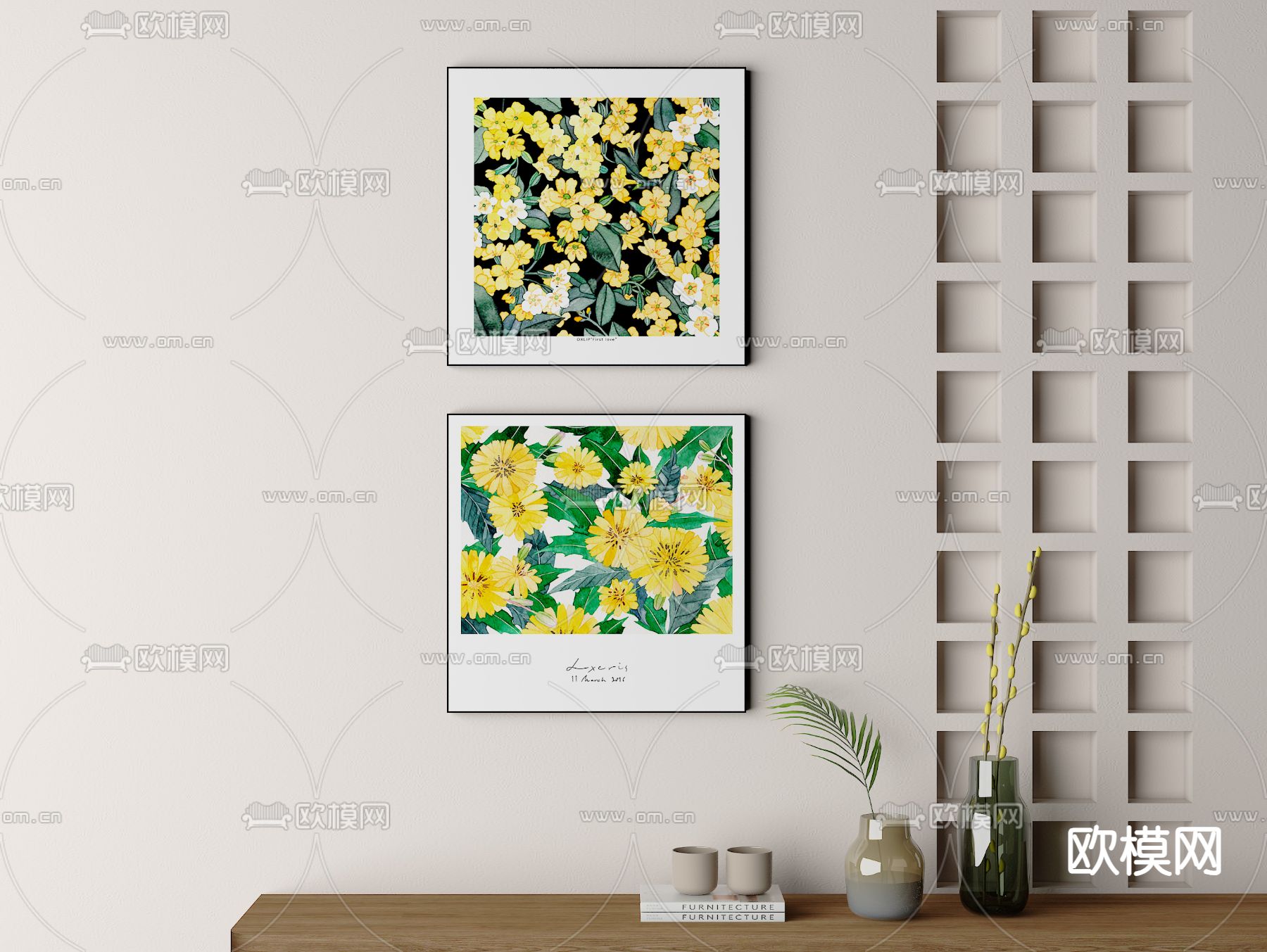 装饰画 植物画 艺术画3d模型下载