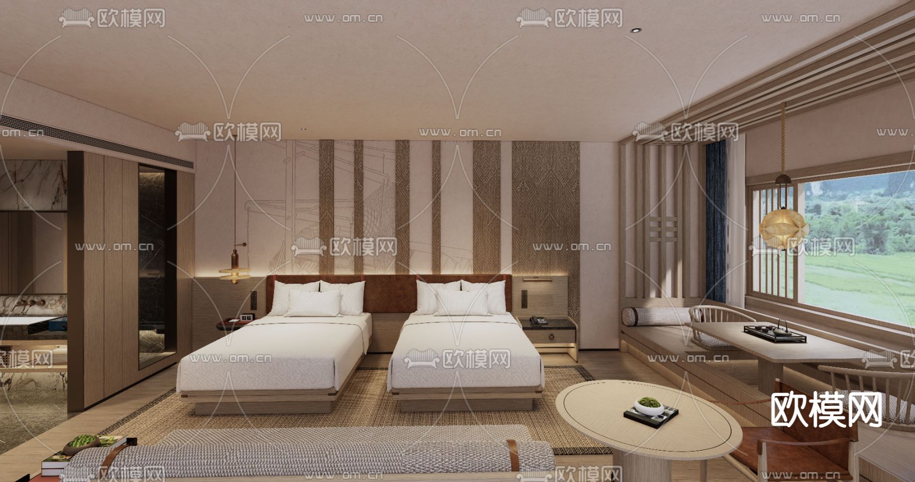 现代酒店客房su模型下载（渲染图4）
