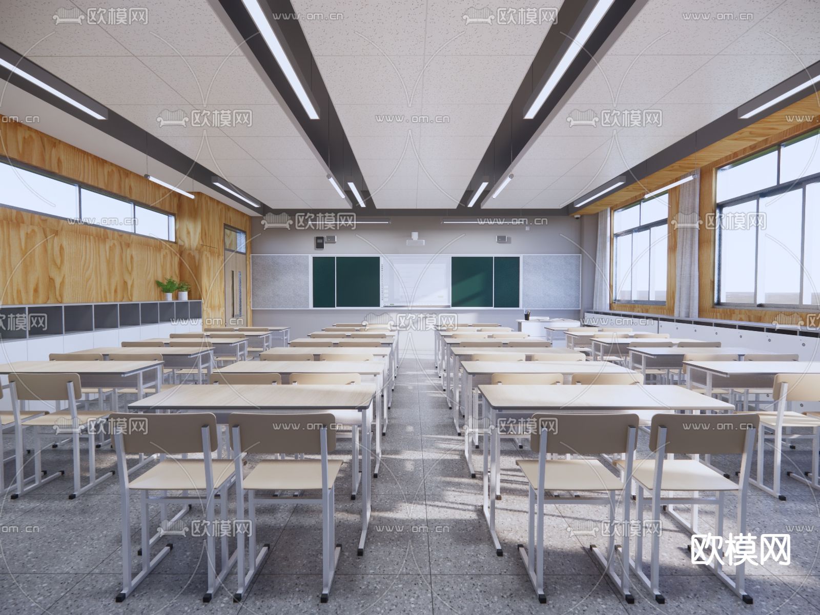 学校 教室su模型下载（渲染图2）
