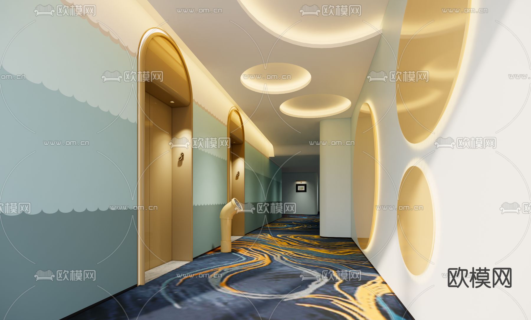 酒店玄关过道su模型下载（渲染图3）