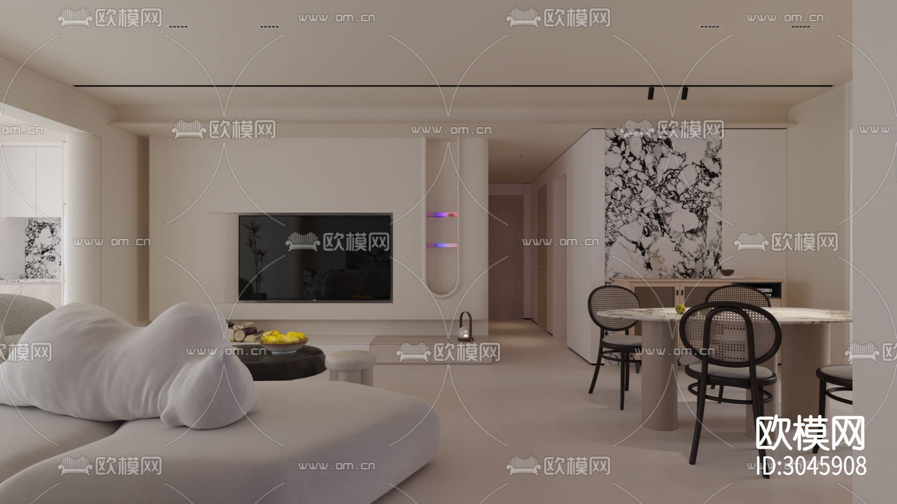 侘寂大平层效果图下载（渲染图7）