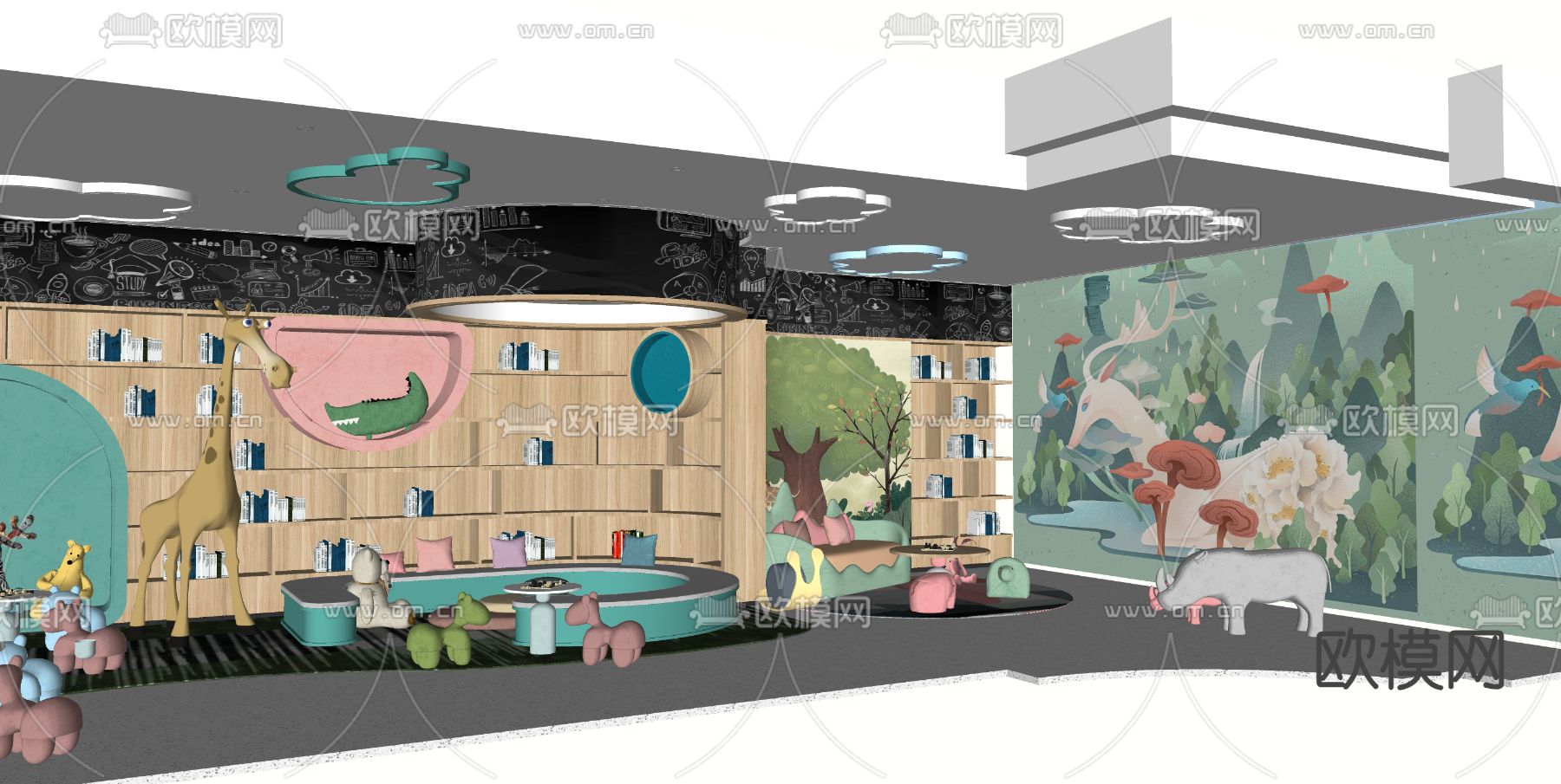 儿童游乐区su模型下载（渲染图1）