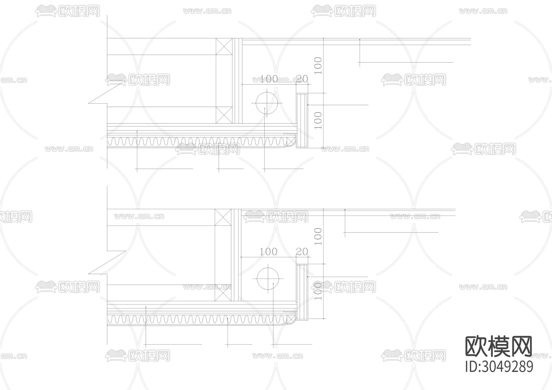 软包 不锈钢饰面cad大样图下载（渲染图5）