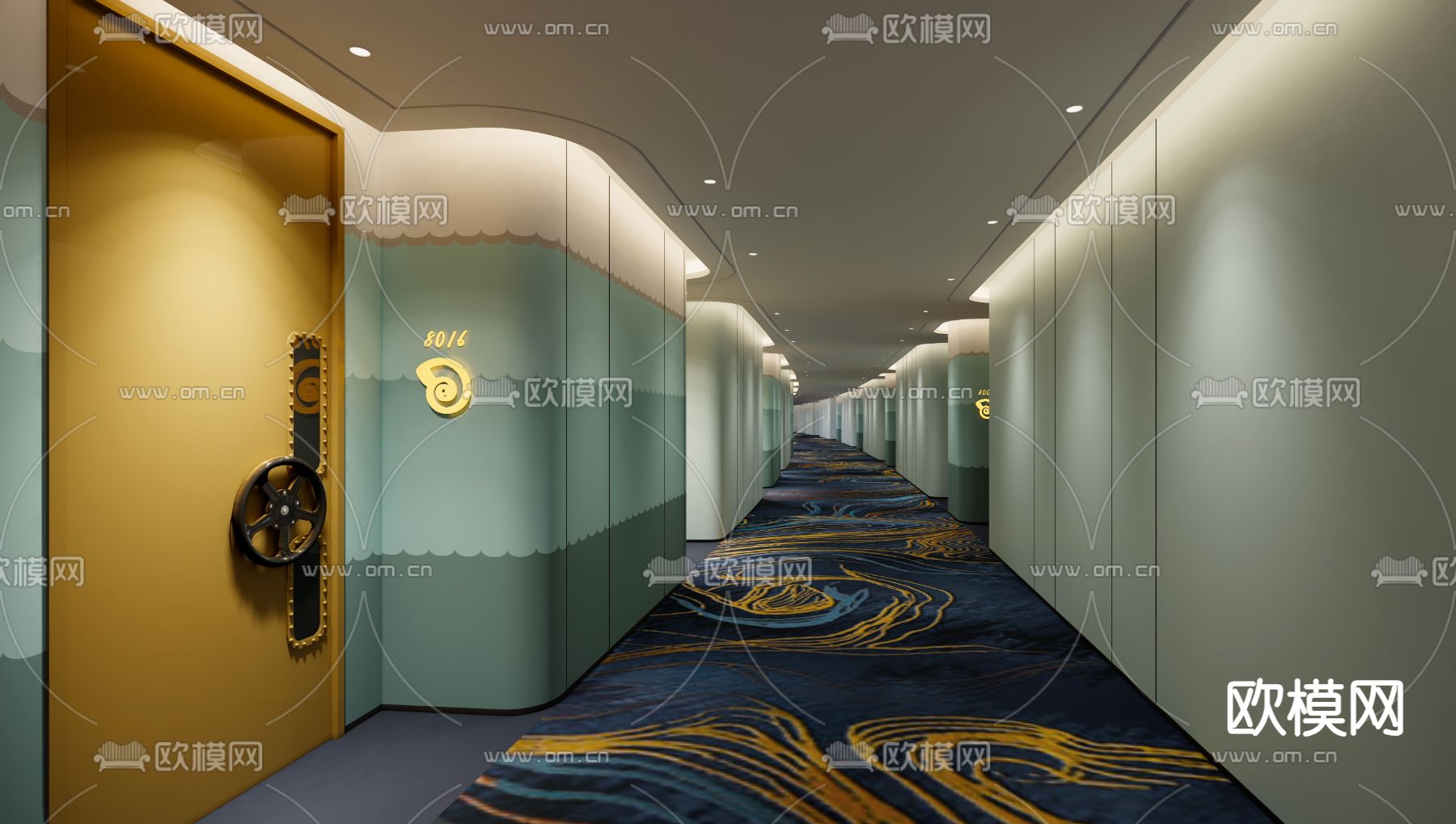 酒店玄关过道su模型下载（渲染图2）