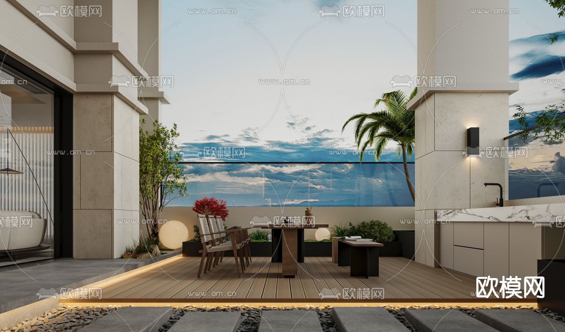 屋顶花园 露台3d模型下载（渲染图1）