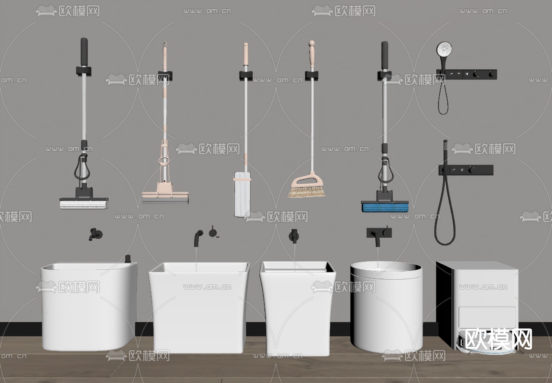 拖把池 墩布池 水龙头su模型下载（渲染图1）
