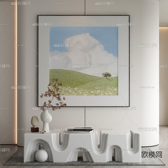 风景油画 装饰画 肌理画3d模型下载