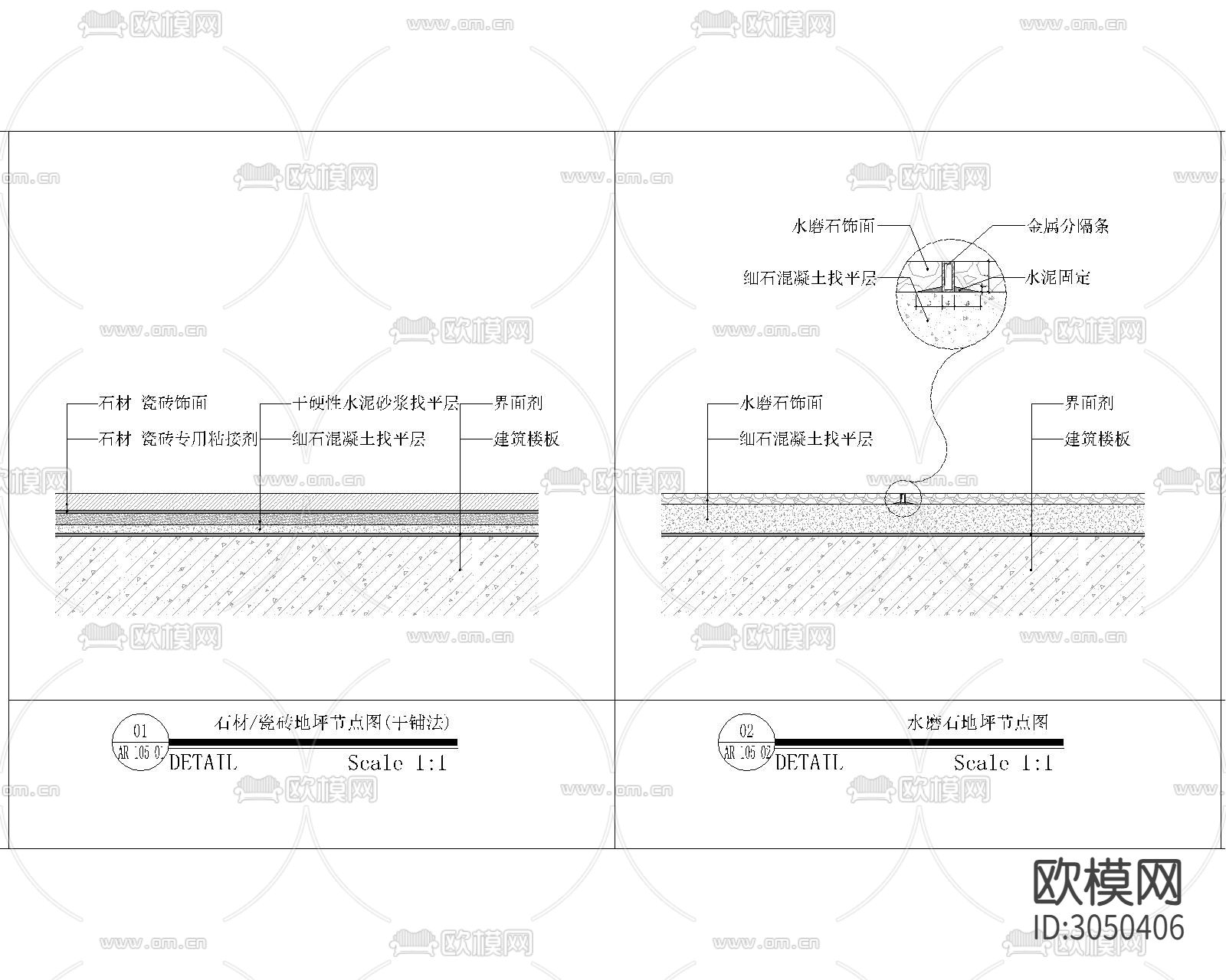 地平工艺cad大样图下载（渲染图1）