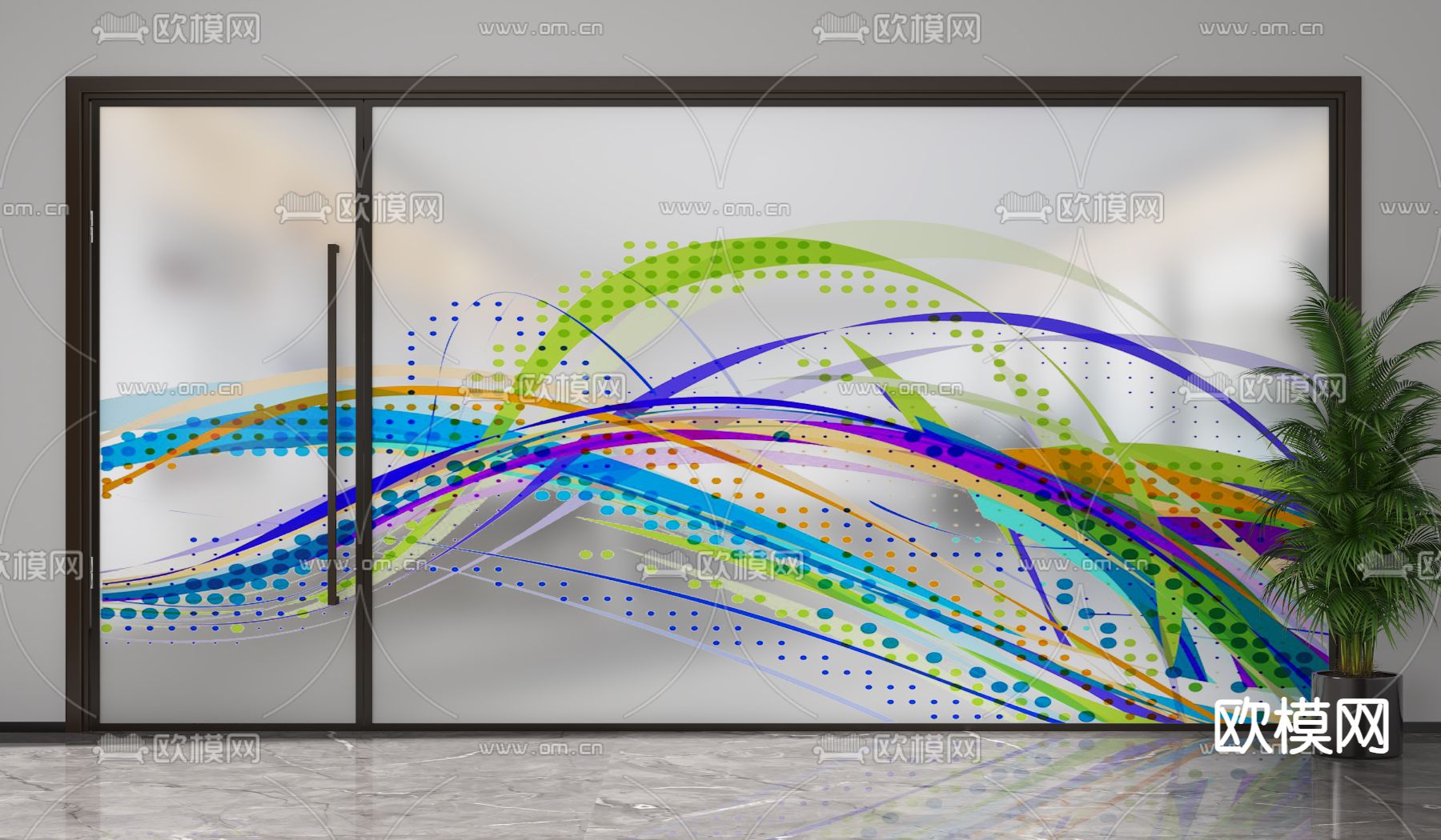 办公室门 玻璃隔断 高隔断3d模型下载