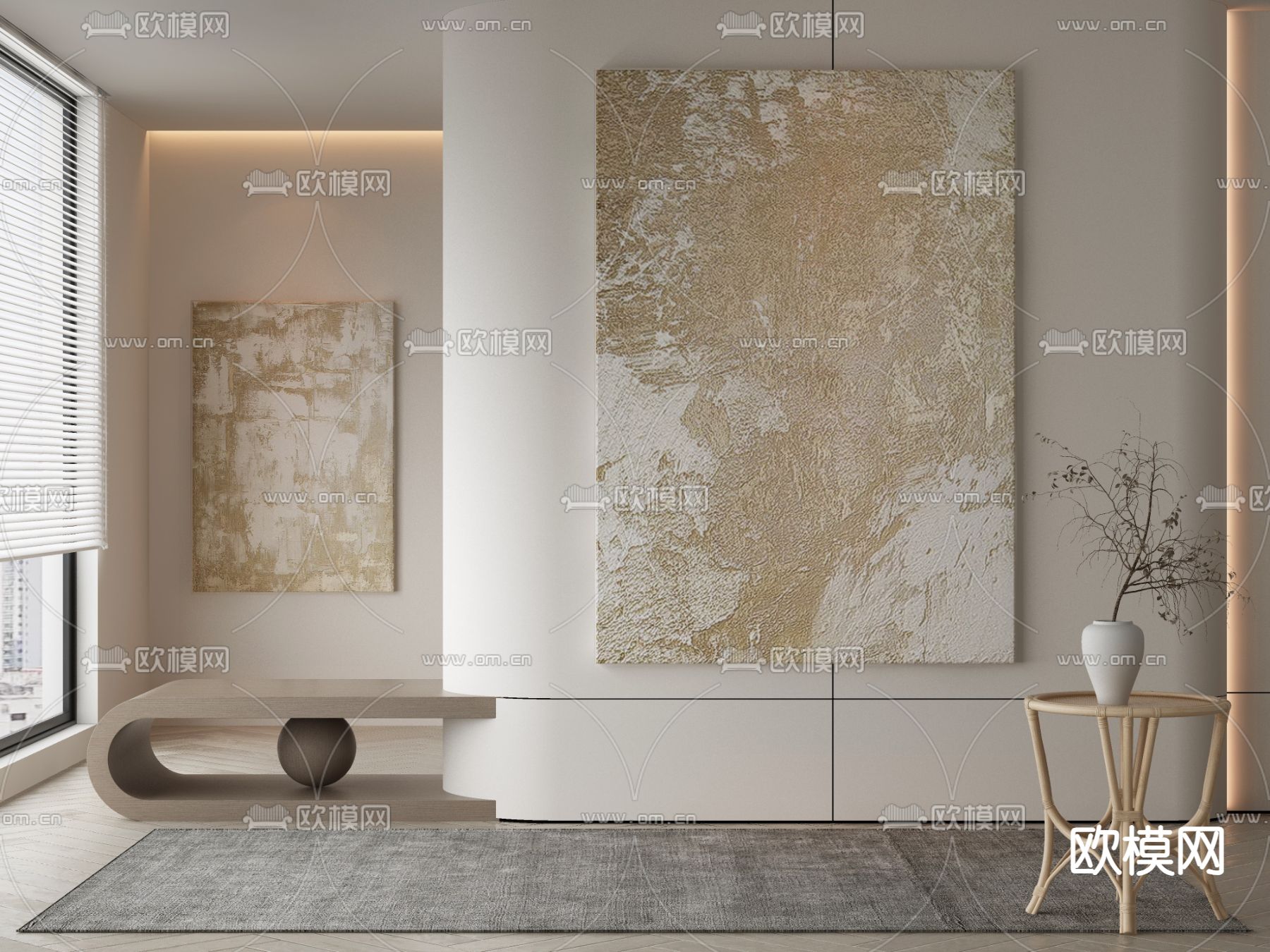 侘寂画 肌理画 抽象画 装饰画3d模型下载