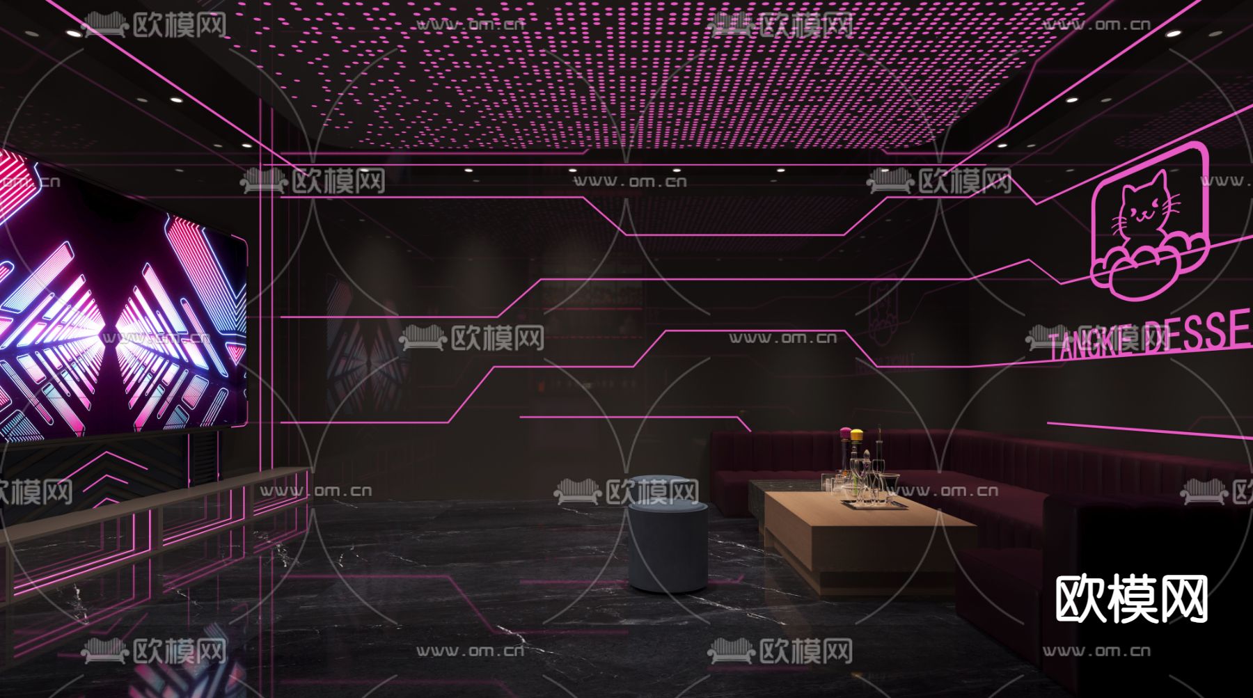 KTV包间 酒吧 夜总会3d模型下载（渲染图2）