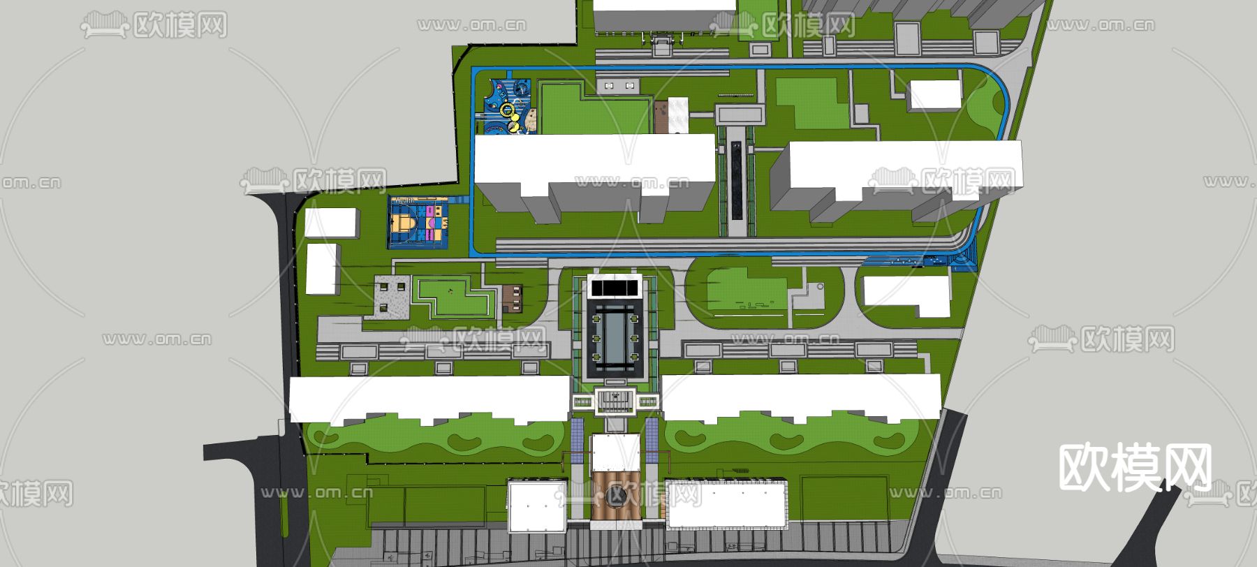现代小区景观 入口景观su模型下载（渲染图3）