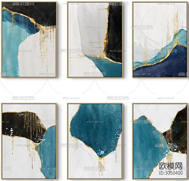 中式挂画 装饰画 水墨画贴图下载(渲染图2)