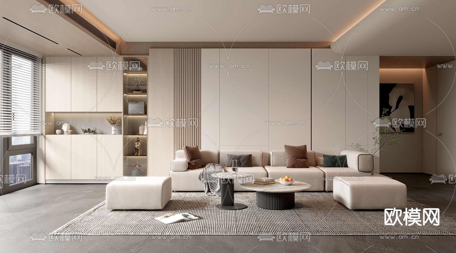 现代客厅3d模型下载