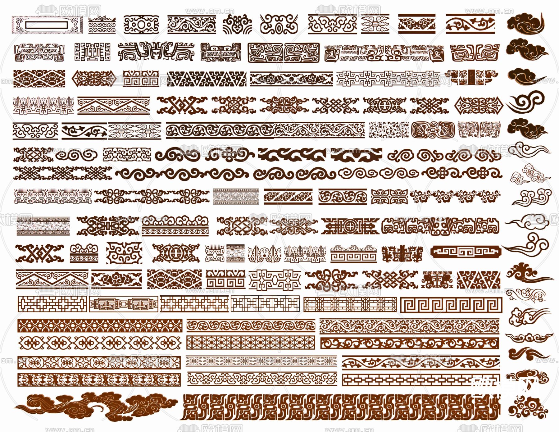 中式雕花 腰花 窗花 线条3d模型下载