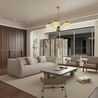 中式客餐厅su模型