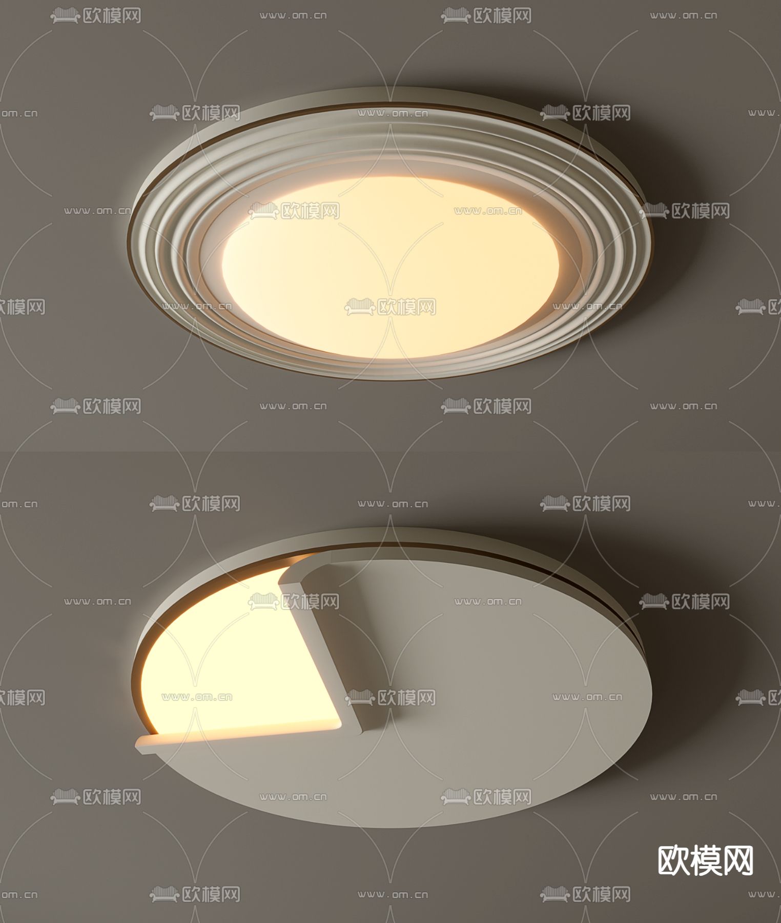 奶油风吸顶灯su模型下载（渲染图2）