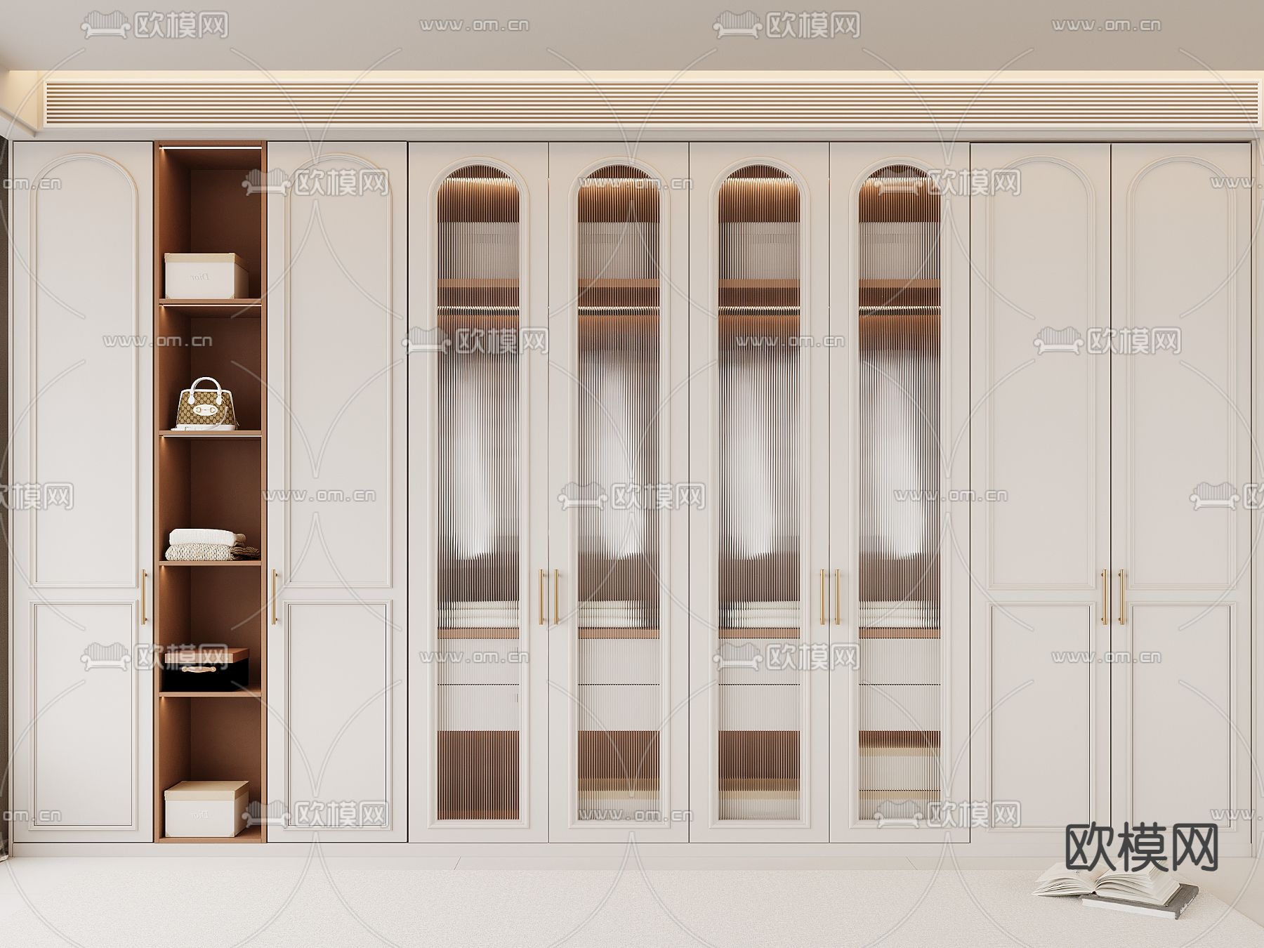 奶油风衣柜3d模型下载