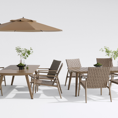  现代户外桌椅 商业外摆区su模型 