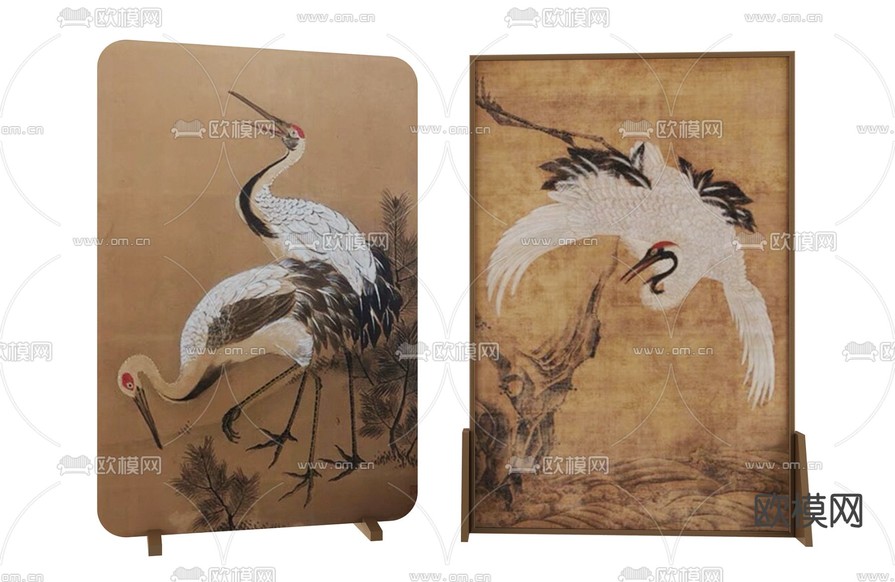 新中式屏风 隔断3d模型下载