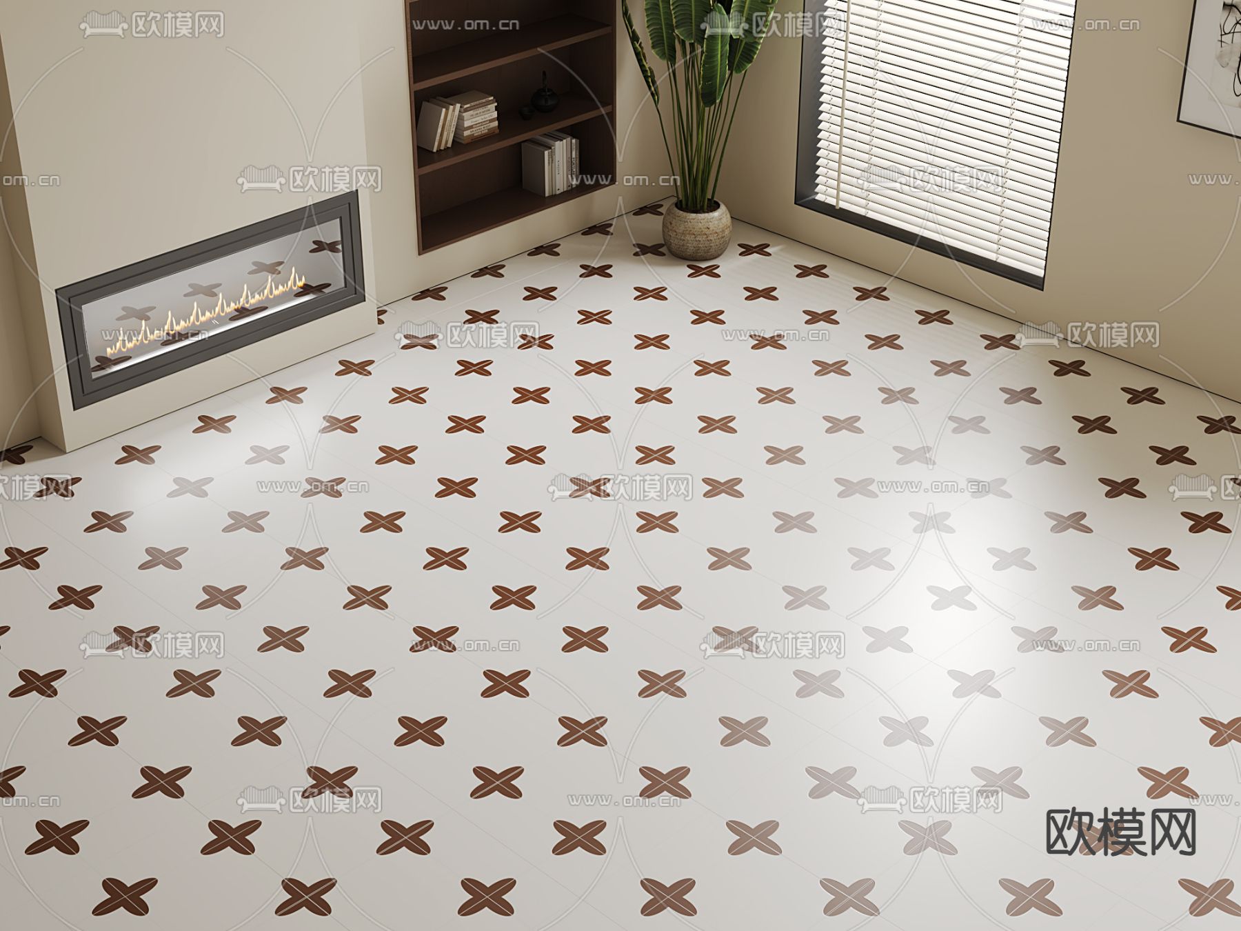 中古风地砖 瓷砖 花砖3d模型下载