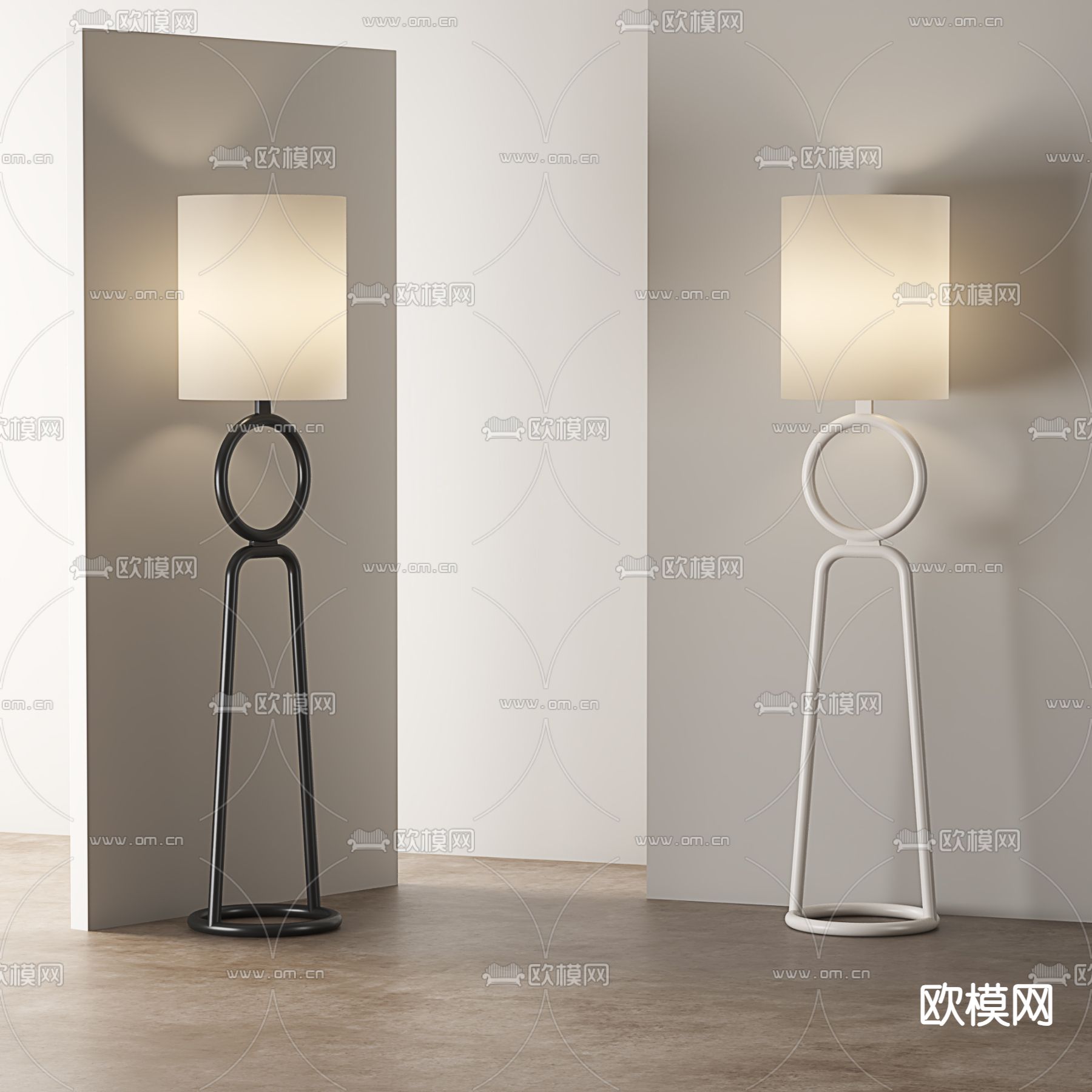 美式落地灯su模型下载（渲染图2）