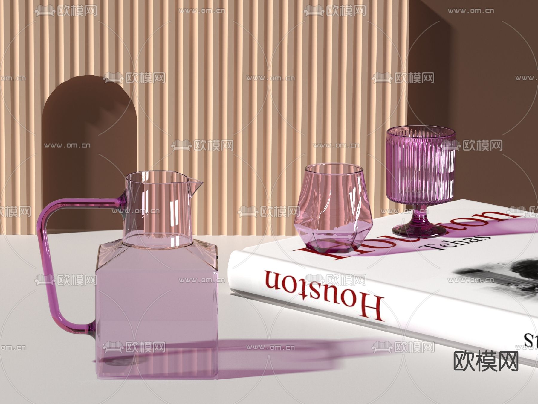 玻璃茶壶 茶杯 玻璃杯3d模型下载