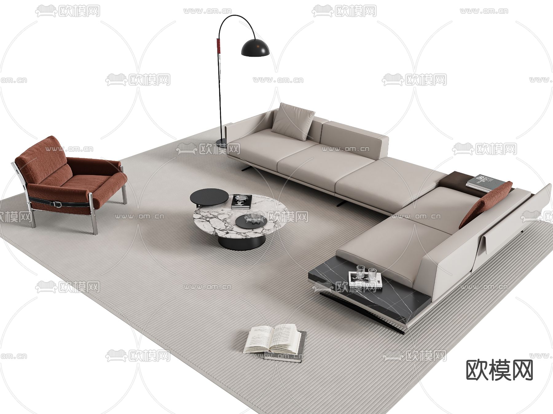 现代组合沙发3d模型下载