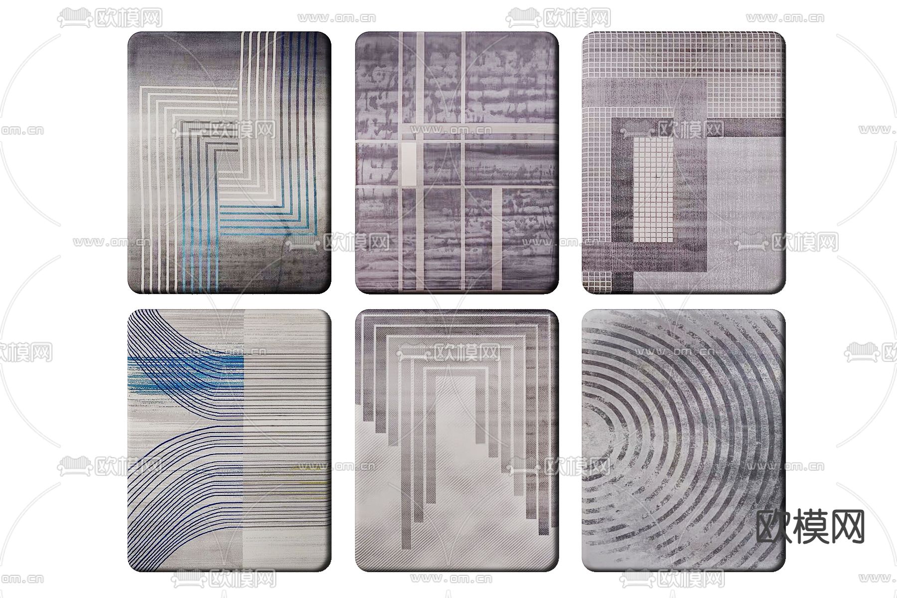 几何地毯 方毯3d模型下载