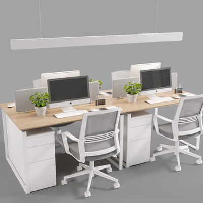  现代办公桌椅 卡座桌椅su模型 