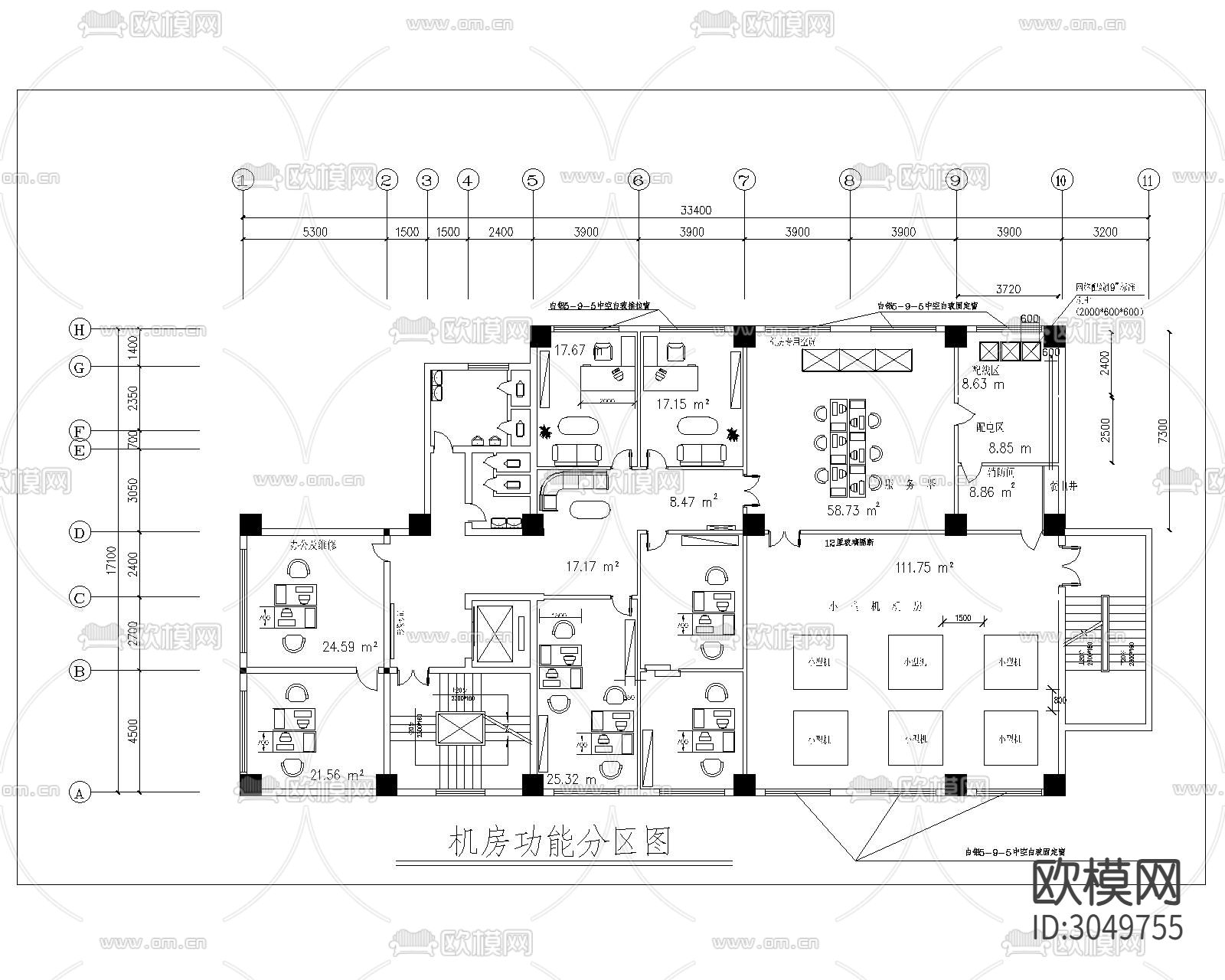 机房弱电系统图cad施工图下载（渲染图3）