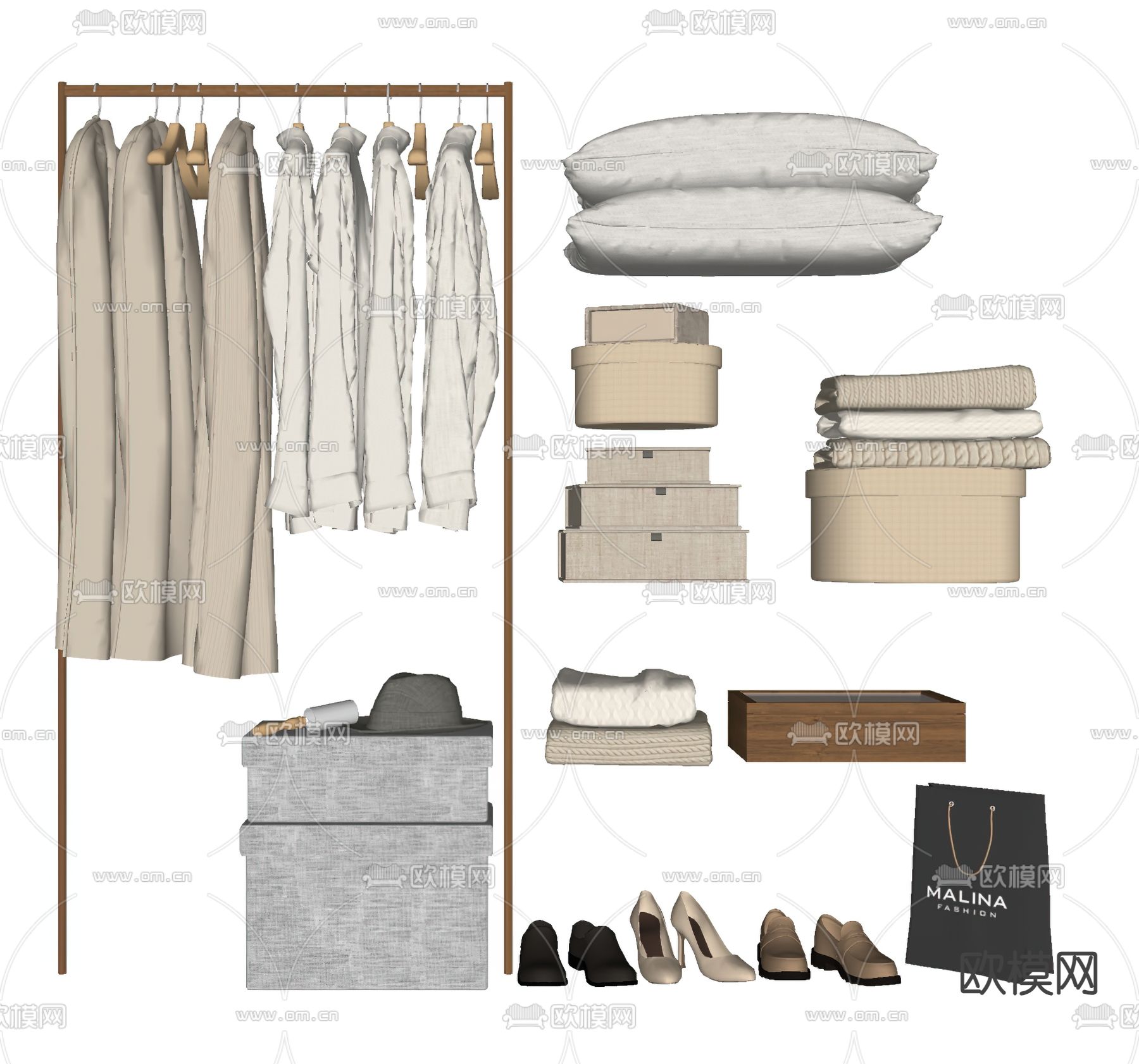 服饰 鞋帽 衣服外套 西装su模型下载（渲染图1）