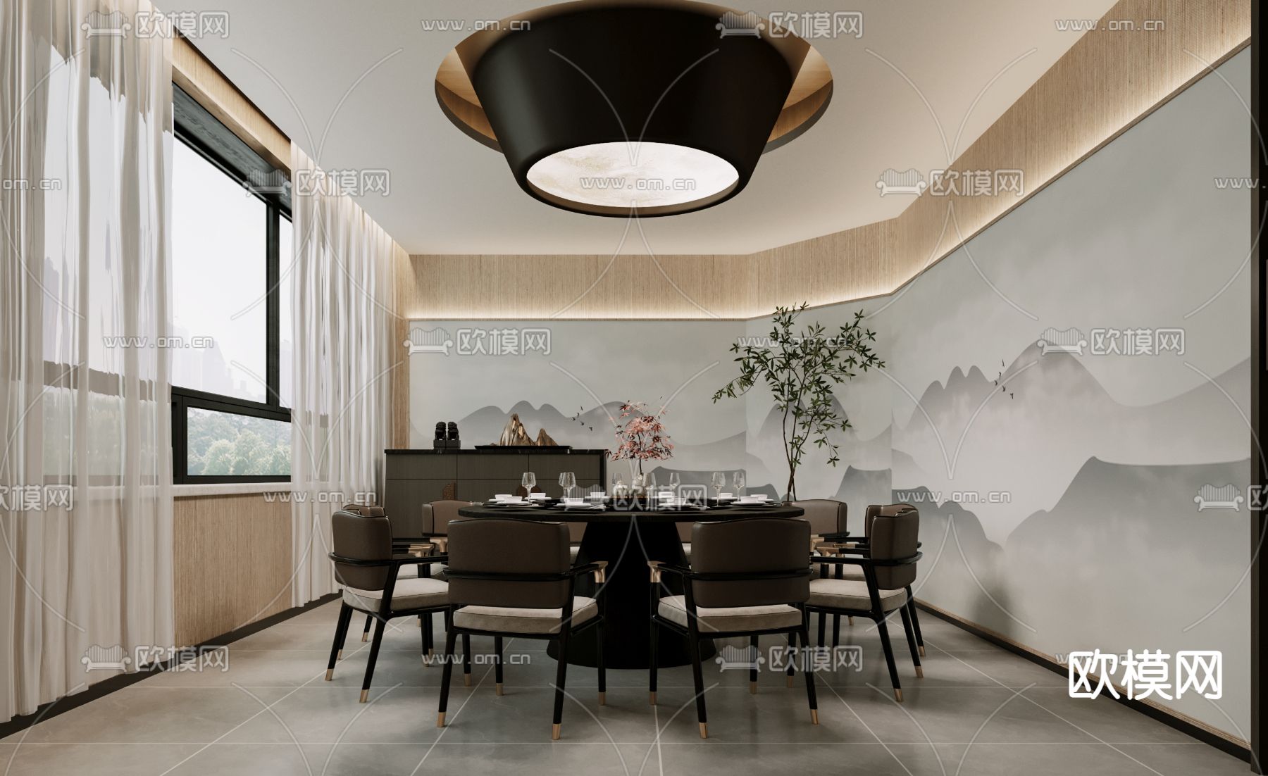 中餐厅包厢免费3d模型下载