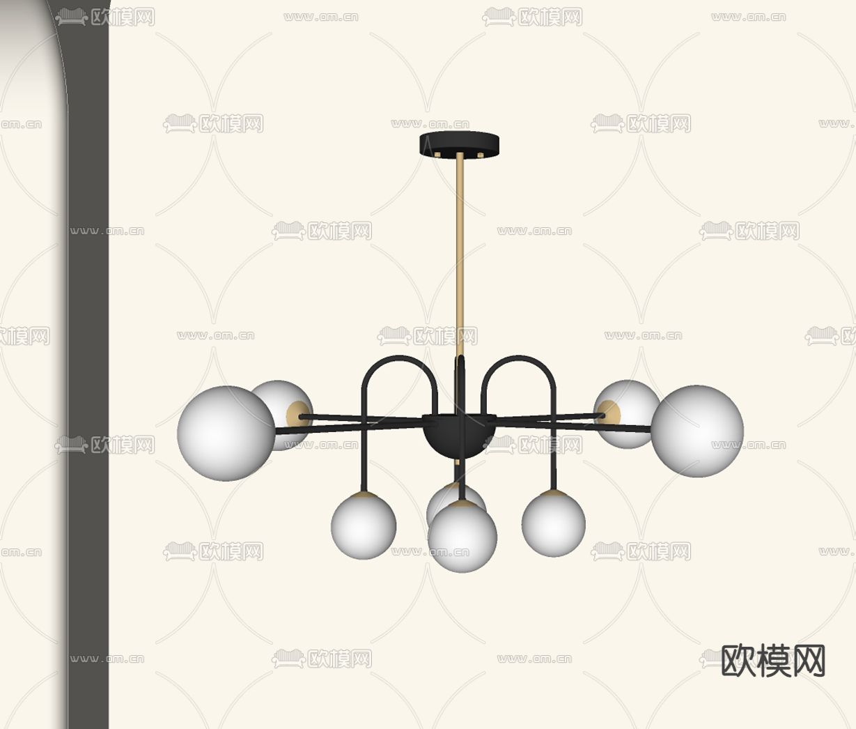 北欧吊灯su模型下载（渲染图1）