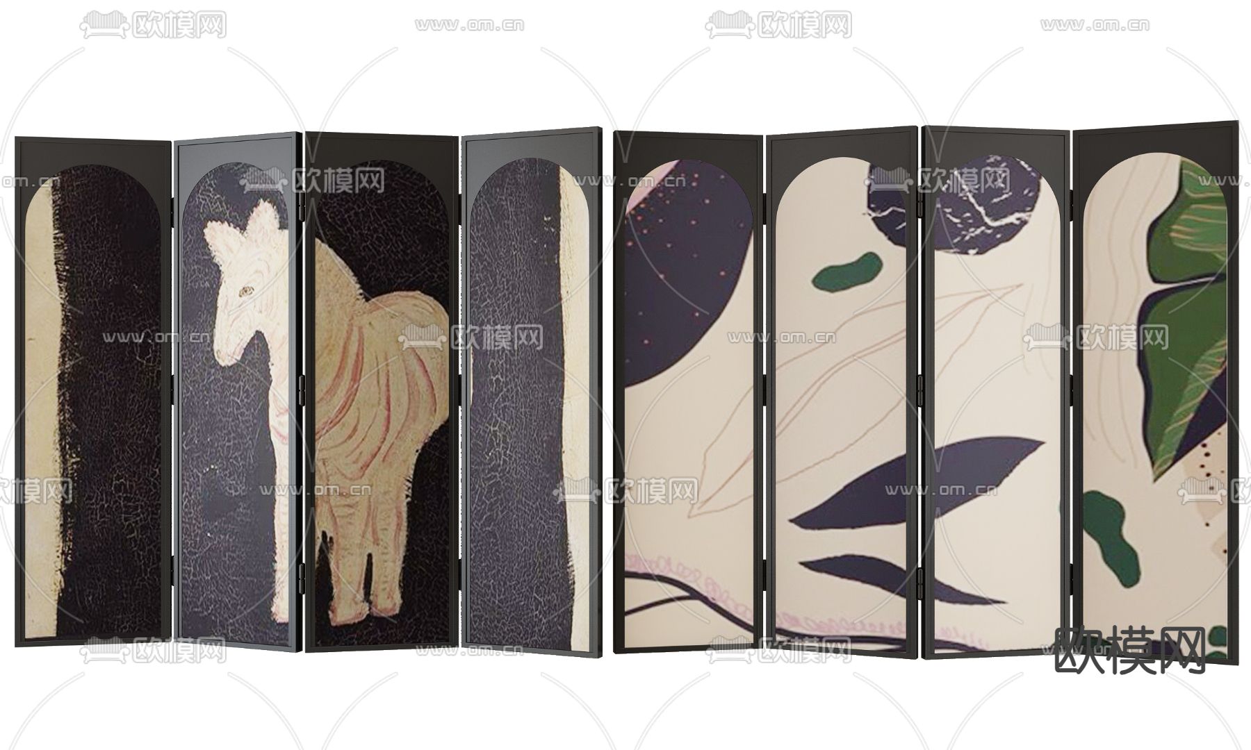 中古风屏风 隔断3d模型下载