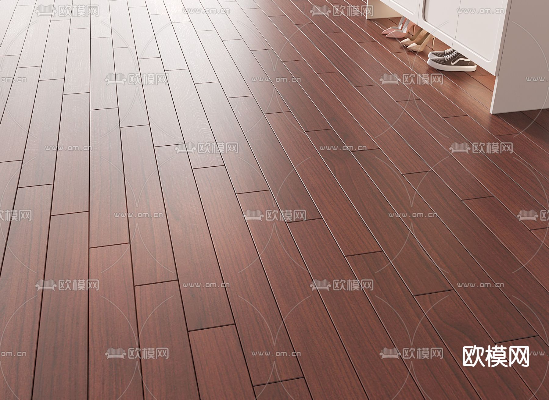 红色木地板3d模型下载